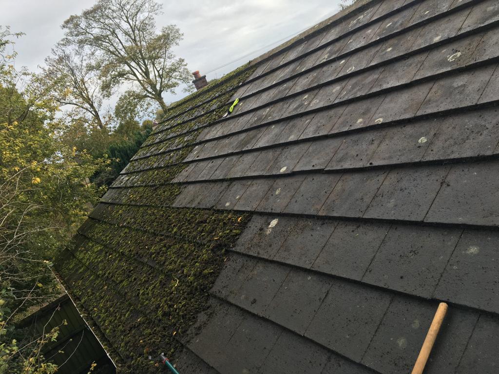 House Roof cleaning, during the clean from Boltons Window Cleaning